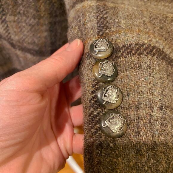Lauren Ralph Lauren Brown Plaid Tweed Wool Hunting Blazer Jacket, Women’s 12 - Picture 4 of 6